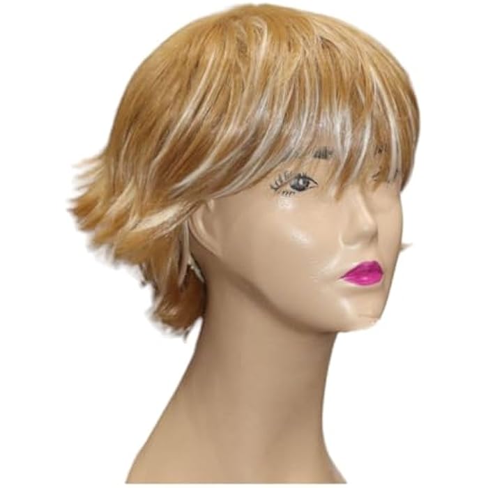 DILLARDS Short Layered Wig, Honey Blonde With Highlights, Feathered Bob Style - Image 4